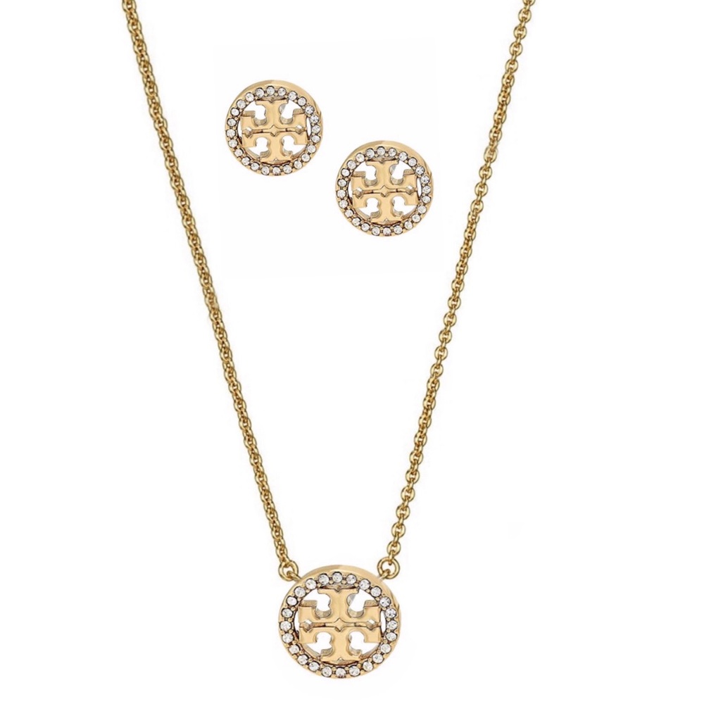TORY BURCH • Miller Logo Necklace and Earrings Set